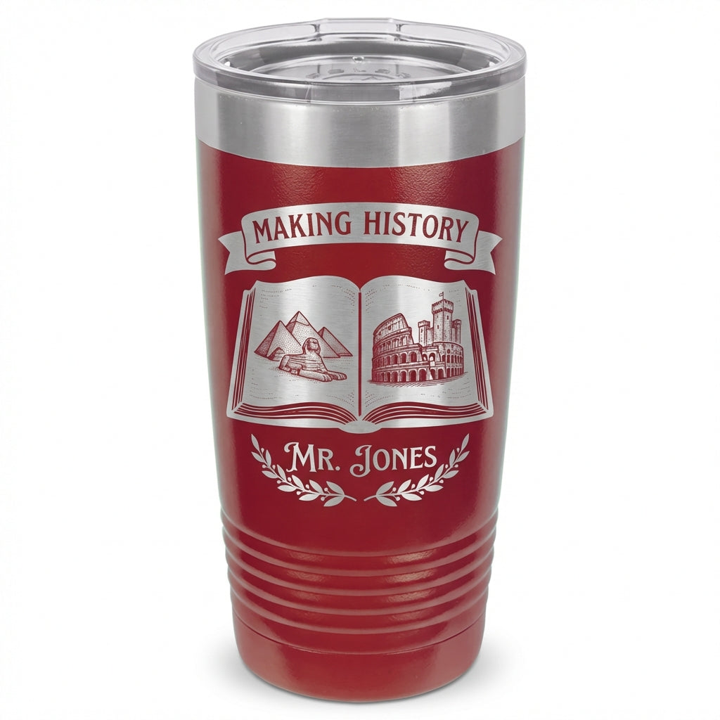 Personalized History Teacher Gift Tumbler - Educator Appreciation - Laser Engraved - Custom Name 20oz Ringneck - View 6