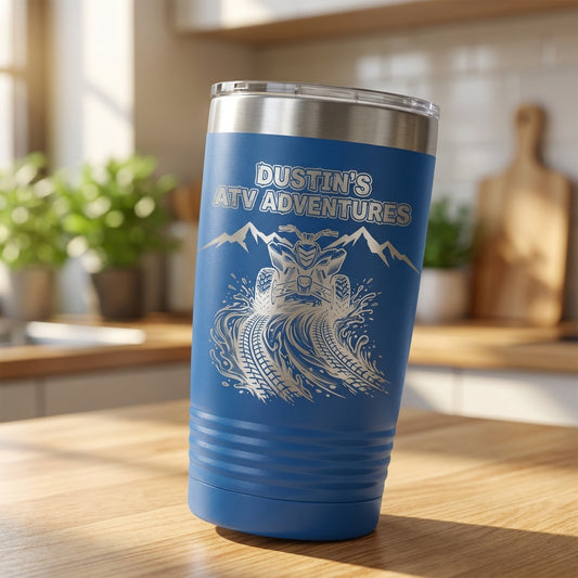 Personalized ATV Rider Tumbler Gift - Off Road Enthusiast Adventure - Laser Engraved Stainless Steel - Custom Name - View 2