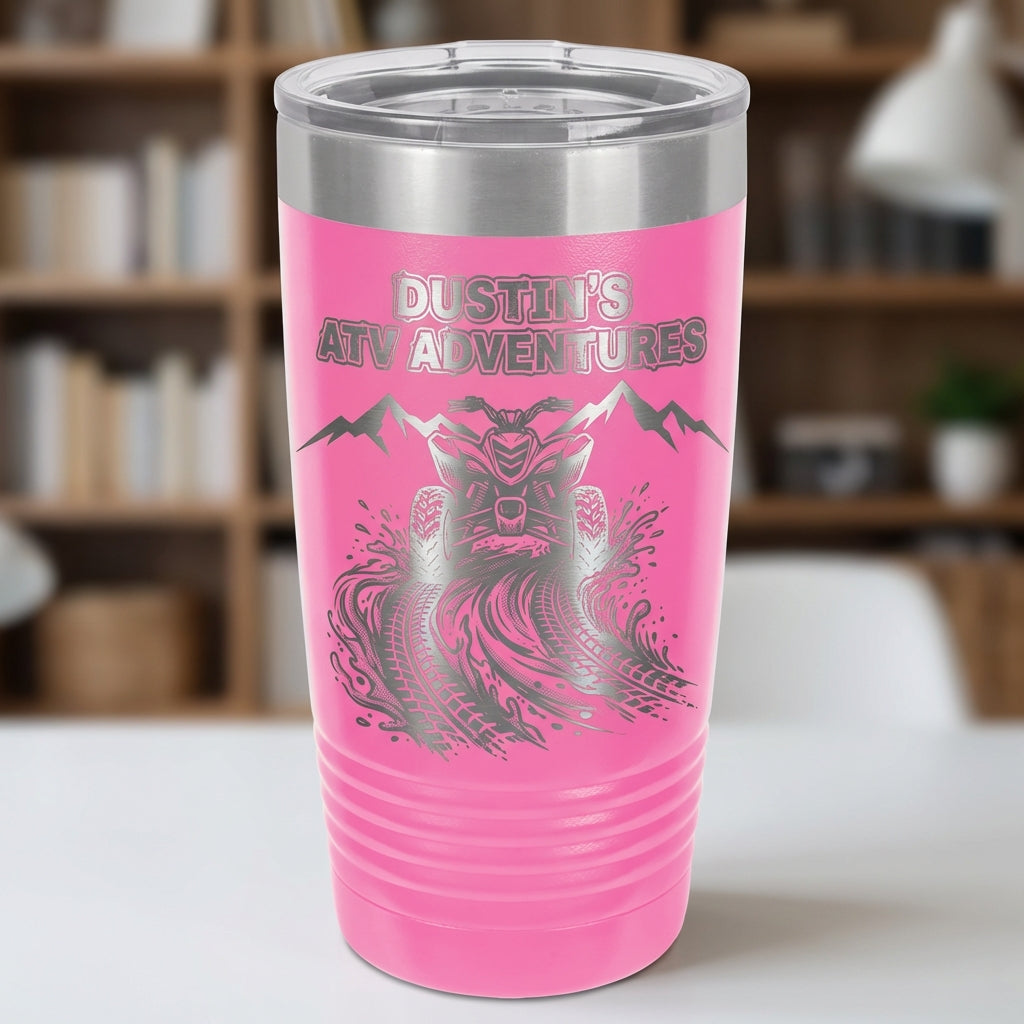 Personalized ATV Rider Tumbler Gift - Off Road Enthusiast Adventure - Laser Engraved Stainless Steel - Custom Name - View 3
