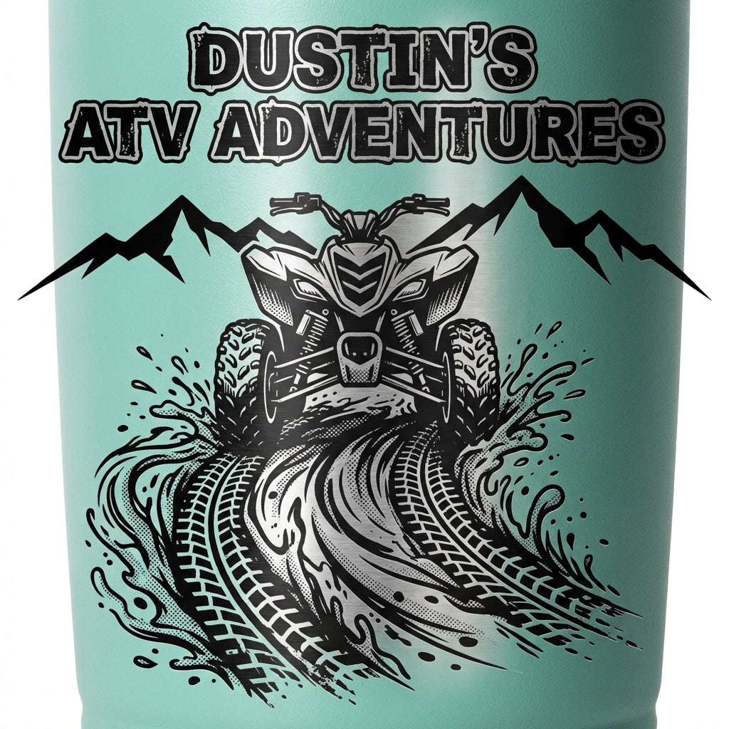 Personalized ATV Rider Tumbler Gift - Off Road Enthusiast Adventure - Laser Engraved Stainless Steel - Custom Name - View 4