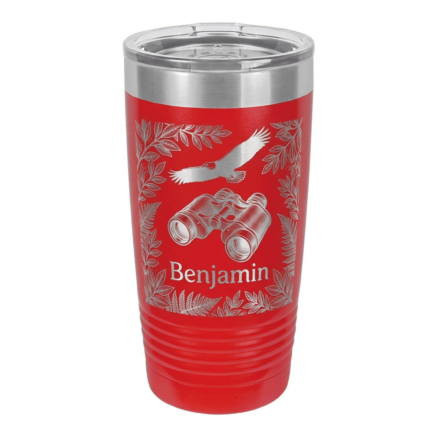 Personalized Outdoors Explorer Tumbler - Eagle Binoculars Wildlife Gift - Custom Engraved Nature Lover Ringneck Cup