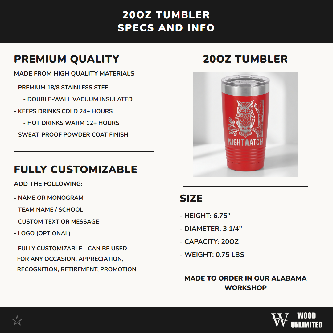 Personalized Custom Tumbler - Engraved 20oz Ringneck - Durable Drinkware - Custom Name & Text Gift
