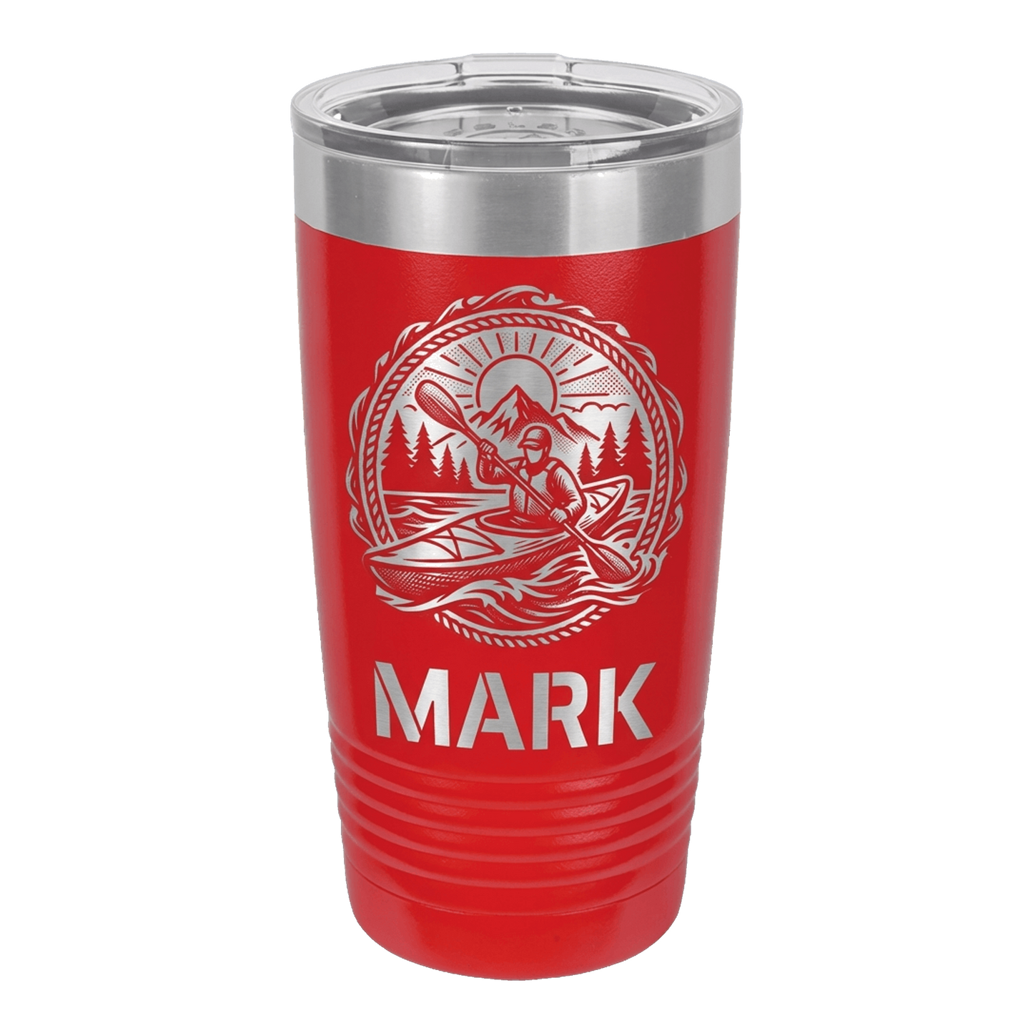 Personalized Kayaking Tumbler Gift, Laser Engraved Kayaker Ringneck Cup, Custom Name Outdoor Adventure Drinkware, Durable Insulated