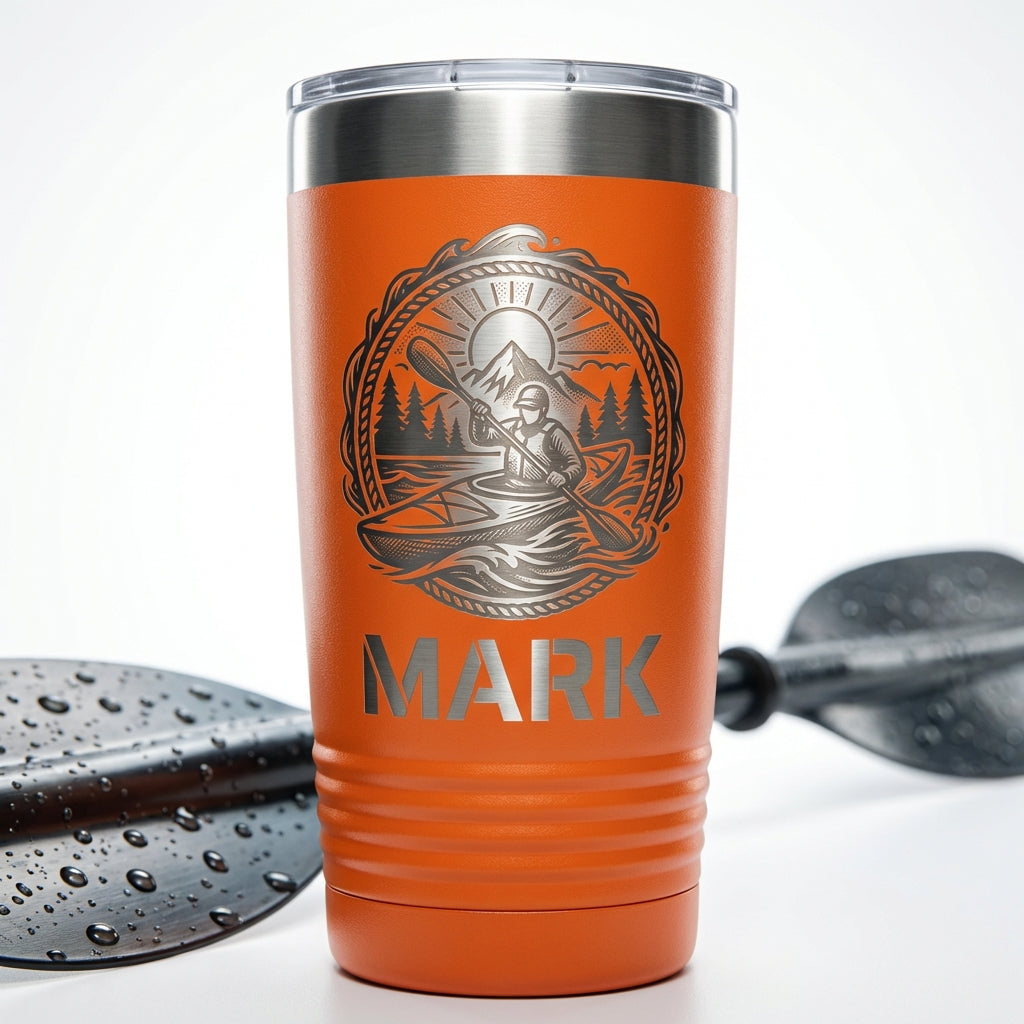 Personalized Kayaking Tumbler Gift, Laser Engraved Kayaker Ringneck Cup, Custom Name Outdoor Adventure Drinkware, Durable Insulated - View 5