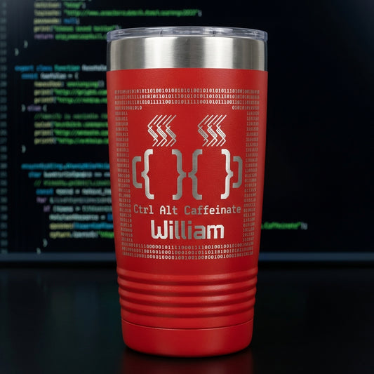 Personalized Tumbler Gift: Ctrl Alt Caffeinate Custom Engraved Tumbler for William - View 1