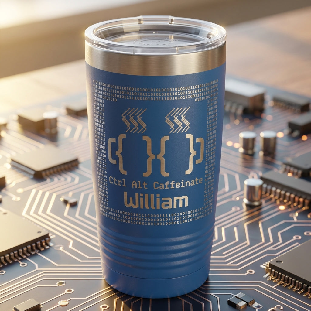 Personalized Ctrl Alt Caffeinate Tumbler - Custom Programmer Gift, Coffee Lover Tumbler for Developers - View 2