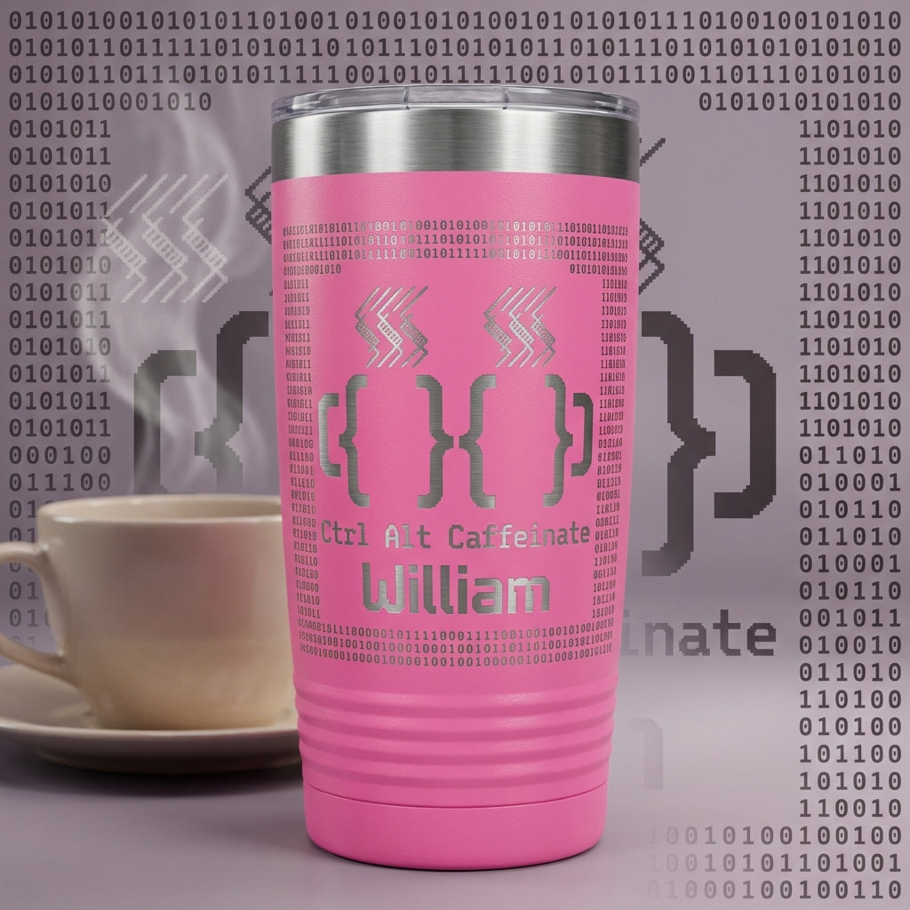 Personalized Tumbler Gift: Ctrl Alt Caffeinate Custom Engraved Tumbler for William - View 3