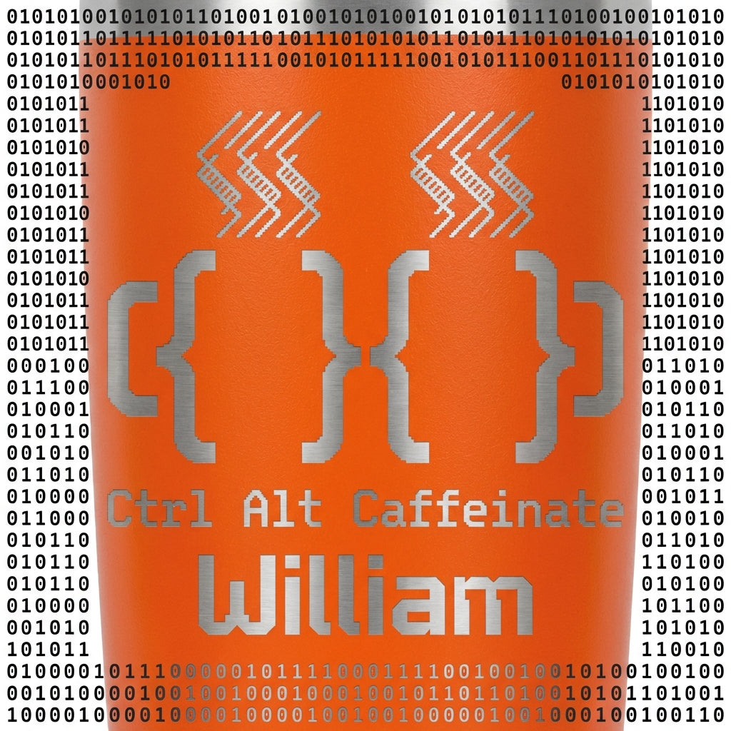 Personalized Tumbler Gift: Ctrl Alt Caffeinate Custom Engraved Tumbler for William - View 5
