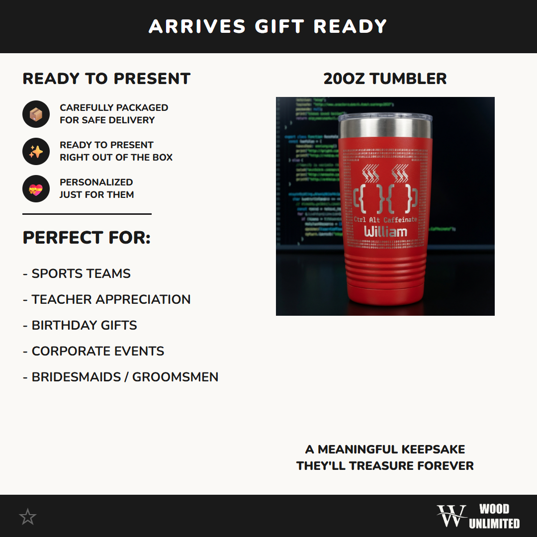 Personalized Ctrl Alt Caffeinate Tumbler - Custom Programmer Gift, Coffee Lover Tumbler for Developers