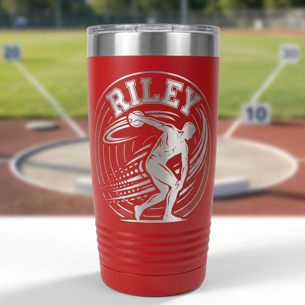 Personalized Discus Thrower Tumbler - Custom Track and Field Gift, Sports Team Award Tumbler - View 1