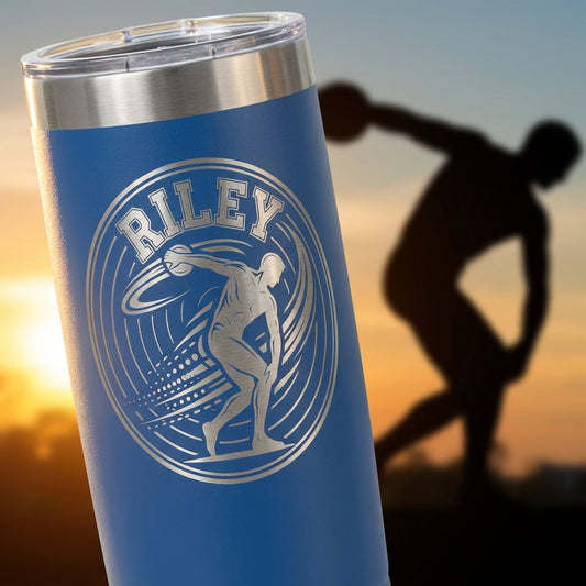 Personalized Discus Thrower Tumbler - Custom Track and Field Gift, Sports Team Award Tumbler - View 2