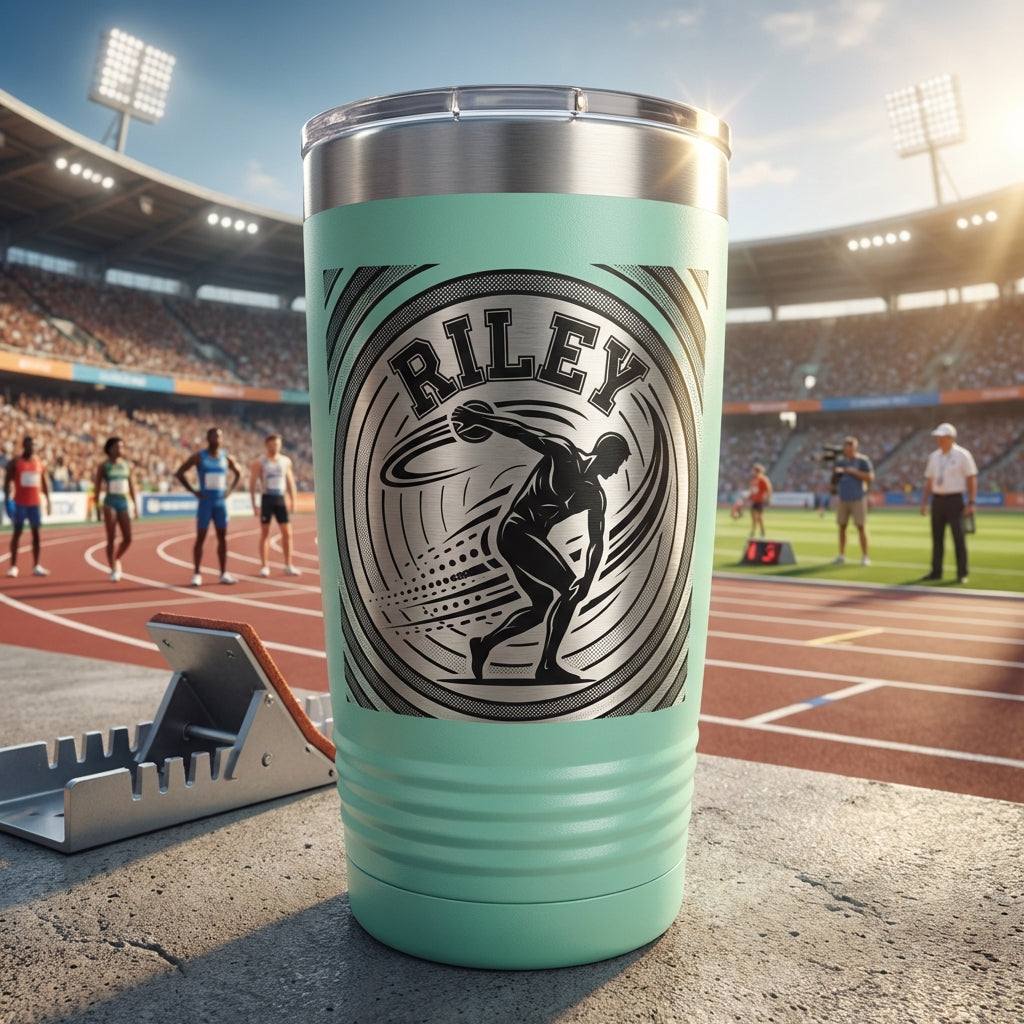 Personalized Discus Thrower Tumbler - Custom Track and Field Gift, Sports Team Award Tumbler - View 4