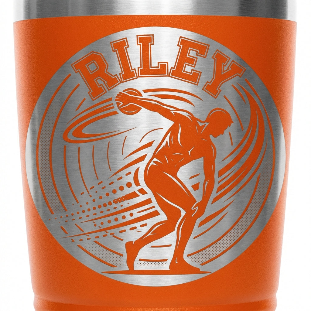 Personalized Discus Thrower Tumbler - Custom Track and Field Gift, Sports Team Award Tumbler - View 5