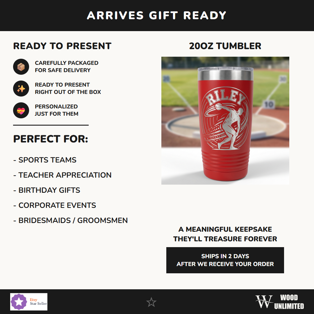 Personalized Discus Thrower Tumbler - Custom Track and Field Gift, Sports Team Award Tumbler - View 10