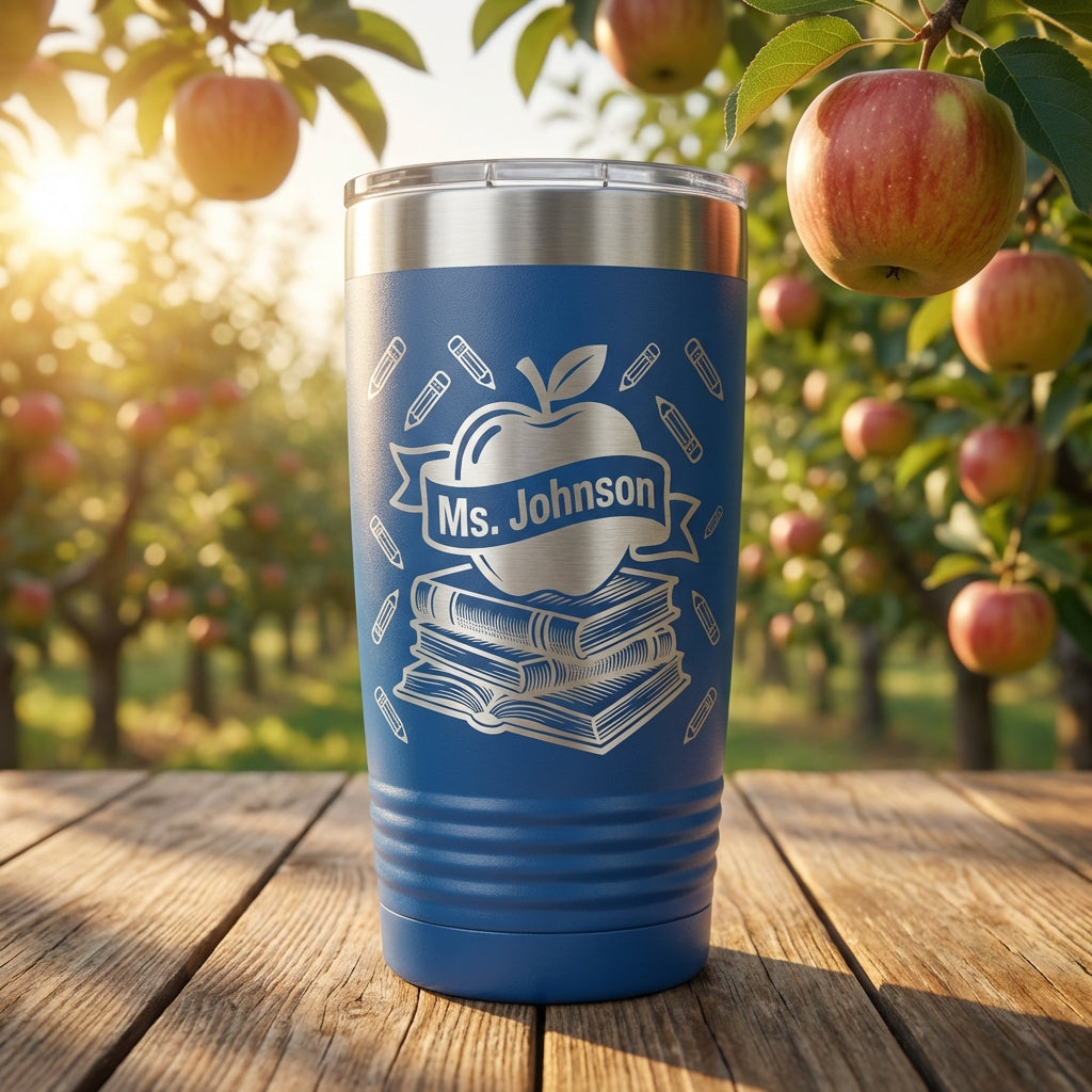 Personalized Teacher Appreciation Apple Tumbler - Custom Gift for Ms. Johnson, End of Year Teacher Gift - View 2