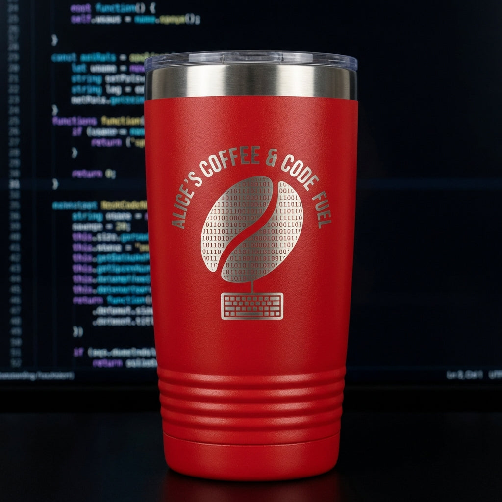 Personalized Programmer Tumbler | Developer Coffee Gift | Coding Fuel Insulated Mug | Techie Birthday Christmas Engraved - View 1