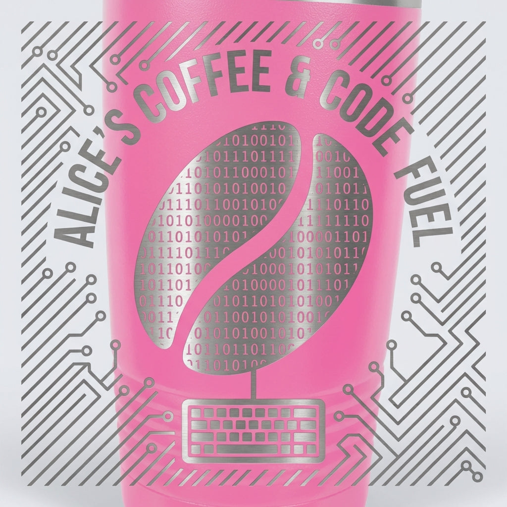 Personalized Programmer Tumbler | Developer Coffee Gift | Coding Fuel Insulated Mug | Techie Birthday Christmas Engraved - View 3