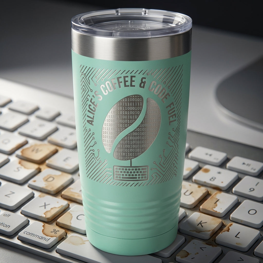 Personalized Programmer Tumbler | Developer Coffee Gift | Coding Fuel Insulated Mug | Techie Birthday Christmas Engraved - View 4