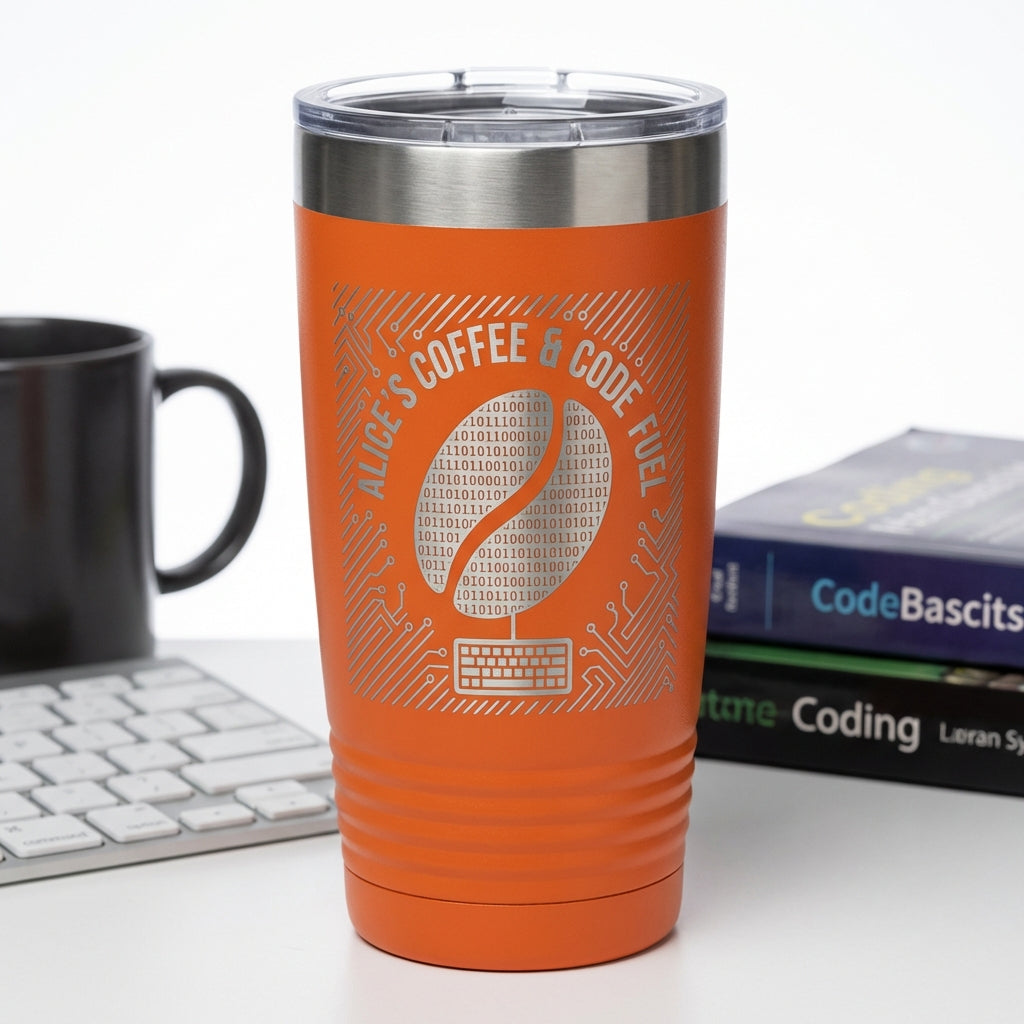Personalized Programmer Tumbler | Developer Coffee Gift | Coding Fuel Insulated Mug | Techie Birthday Christmas Engraved - View 5