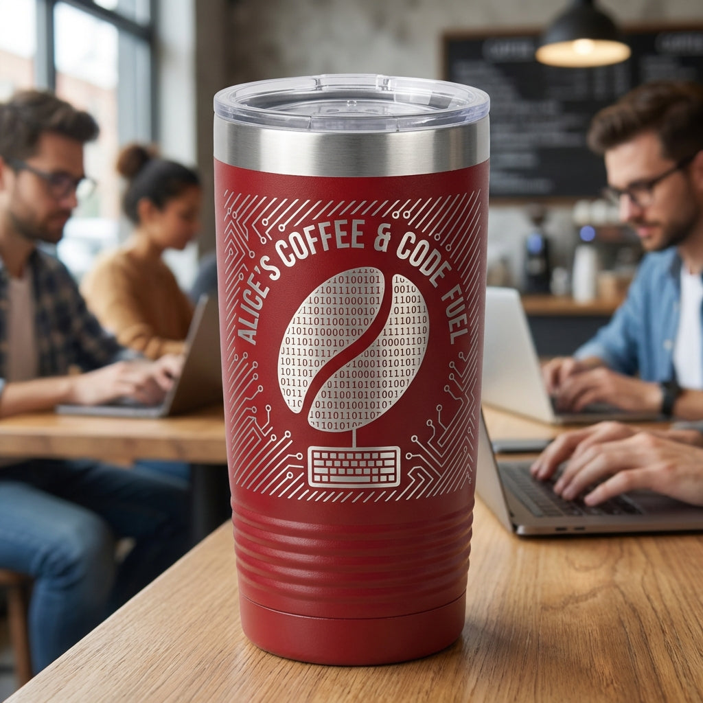 Personalized Programmer Tumbler | Developer Coffee Gift | Coding Fuel Insulated Mug | Techie Birthday Christmas Engraved - View 6