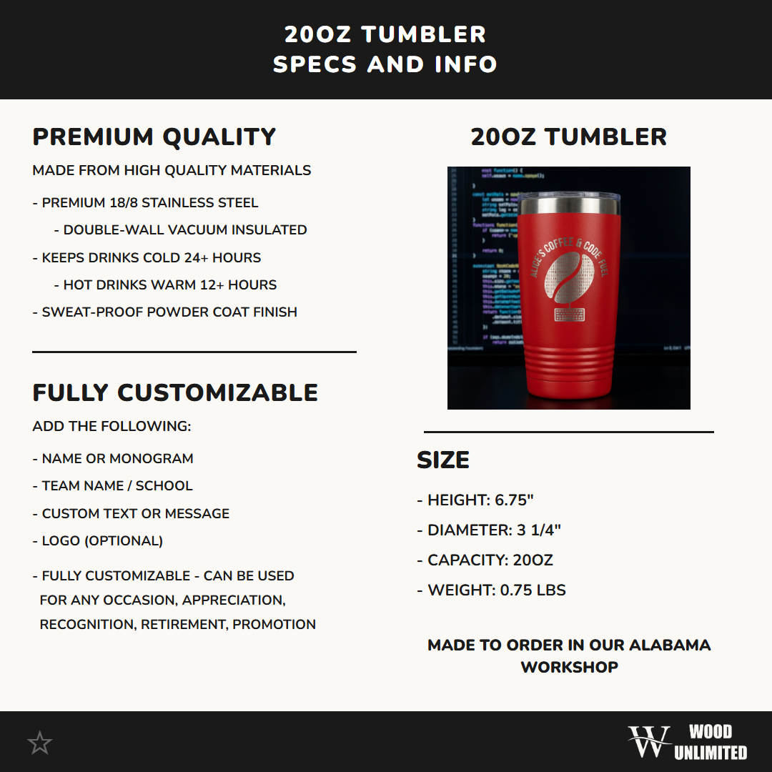 Personalized Programmer Tumbler | Developer Coffee Gift | Coding Fuel Insulated Mug | Techie Birthday Christmas Engraved