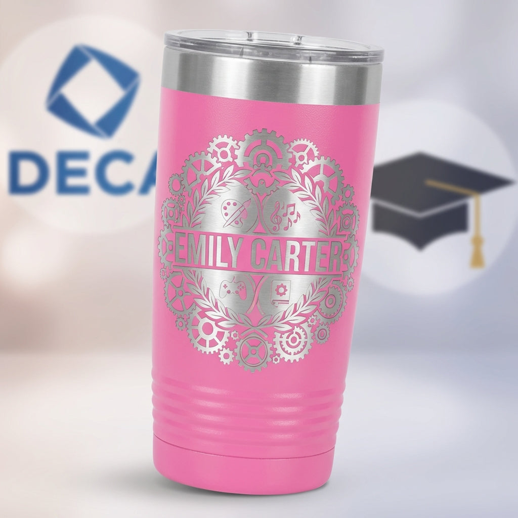 Personalized Hobbyist Tumbler Gift - Custom Name Engraved - Multifaceted Achievement Design - Laser Etched Steel