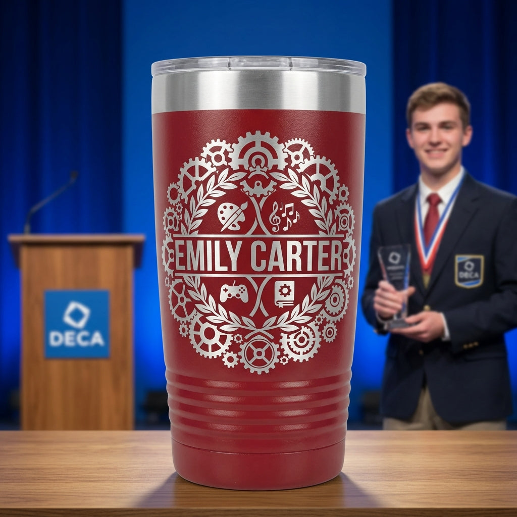 Personalized Hobbyist Tumbler Gift - Custom Name Engraved - Multifaceted Achievement Design - Laser Etched Steel
