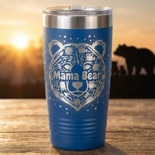 Personalized Mama Bear Tumbler for Hobby Mom - Creative Mother's Day Gift - Laser Engraved 20oz Ringneck Mug