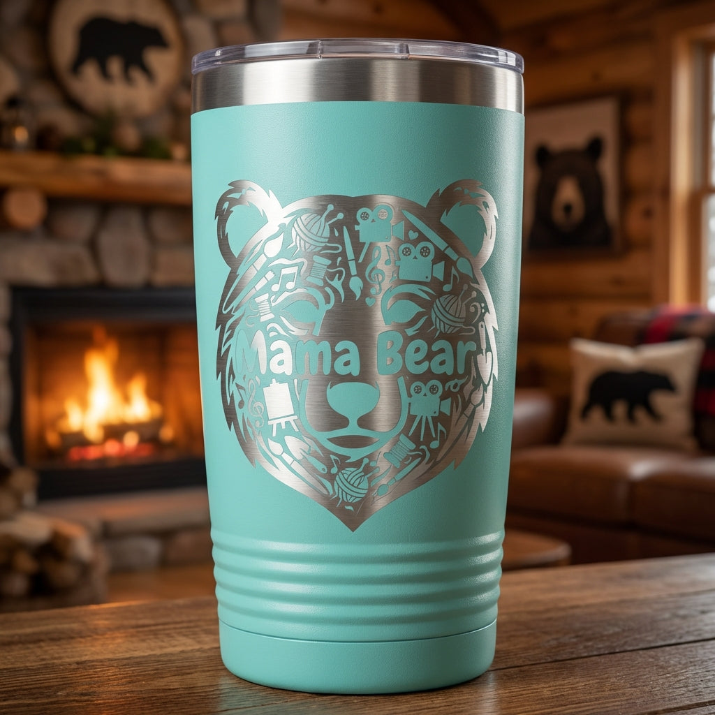 Personalized Mama Bear Tumbler for Hobby Mom - Creative Mother's Day Gift - Laser Engraved 20oz Ringneck Mug