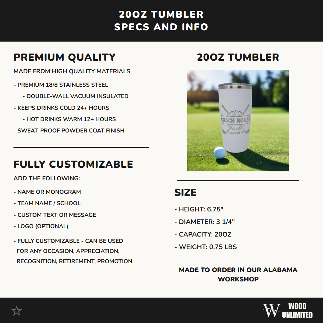 Personalized Custom 20oz Ringneck Tumbler - Laser Engraved Gift for Him Her, Durable Insulated Travel Mug