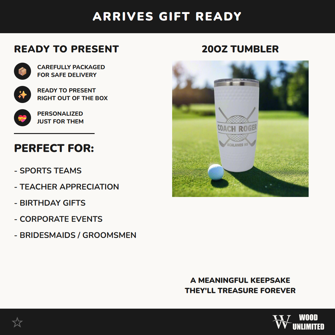 Personalized Custom 20oz Ringneck Tumbler - Laser Engraved Gift for Him Her, Durable Insulated Travel Mug