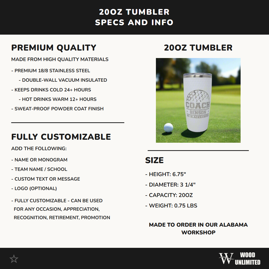 Personalized Custom 20oz Ringneck Tumbler - Laser Engraved Stainless Steel Drinkware for Unique Gifts & Everyday Use