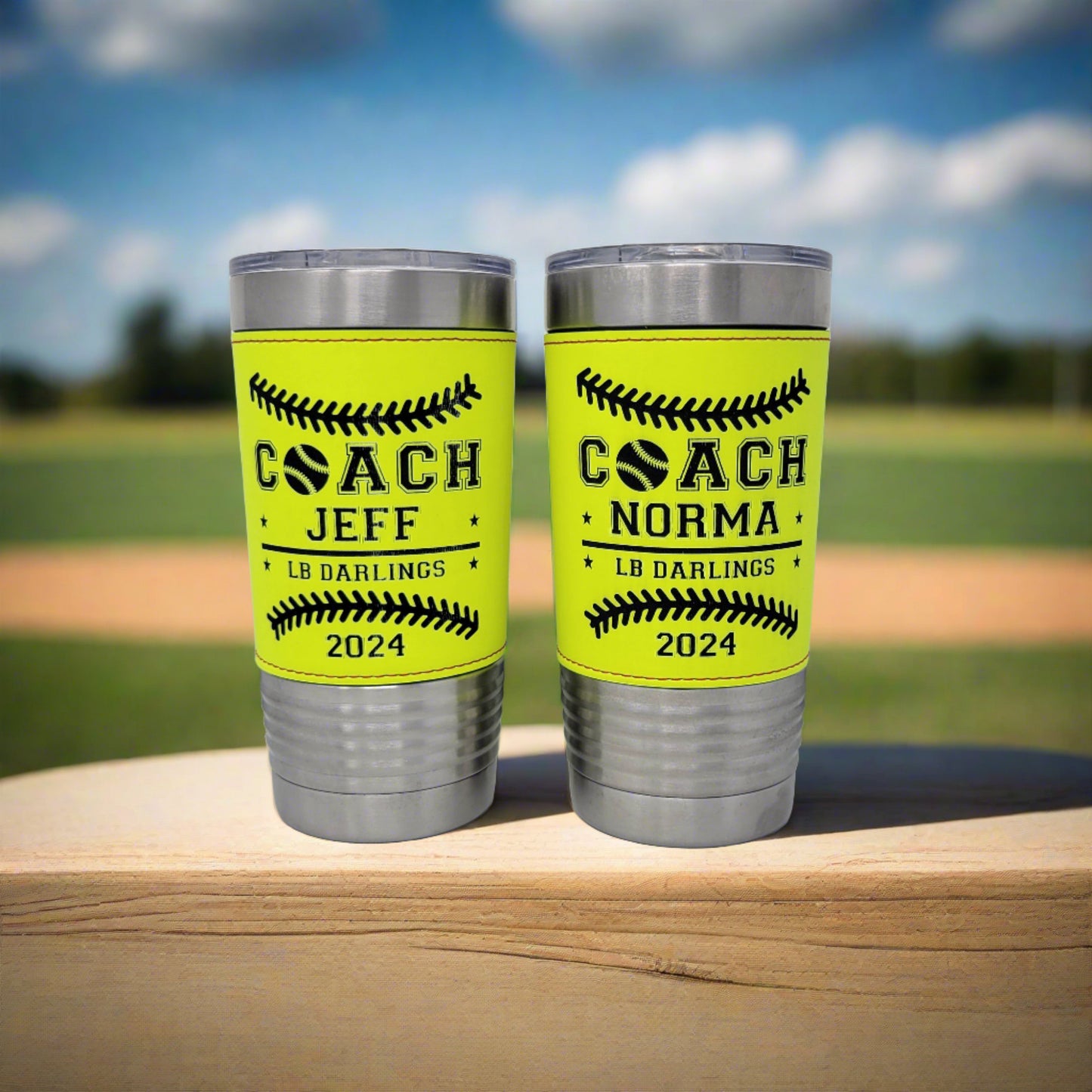 Personalized Softball Leatherette Tumbler