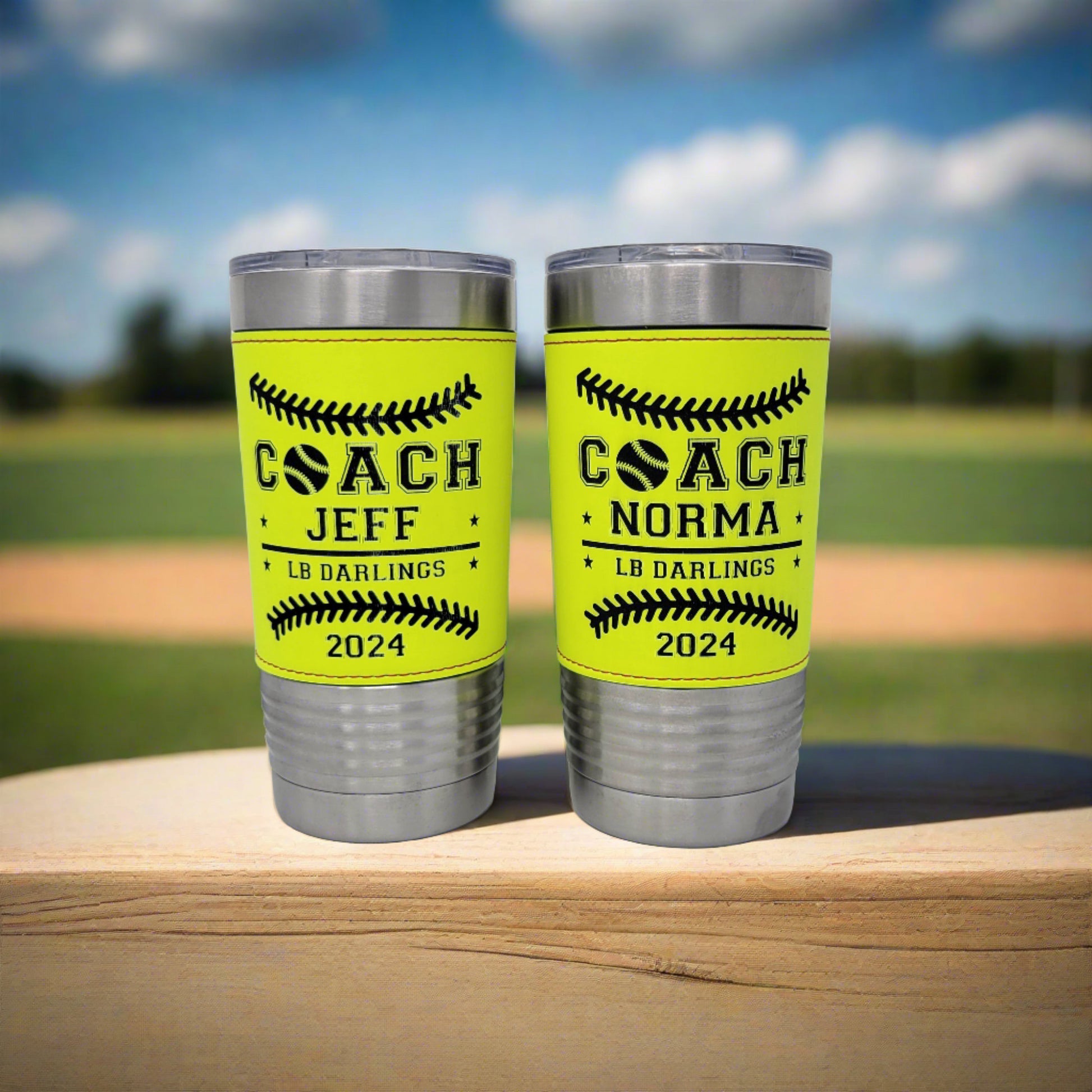 Personalized Softball Leatherette Tumbler