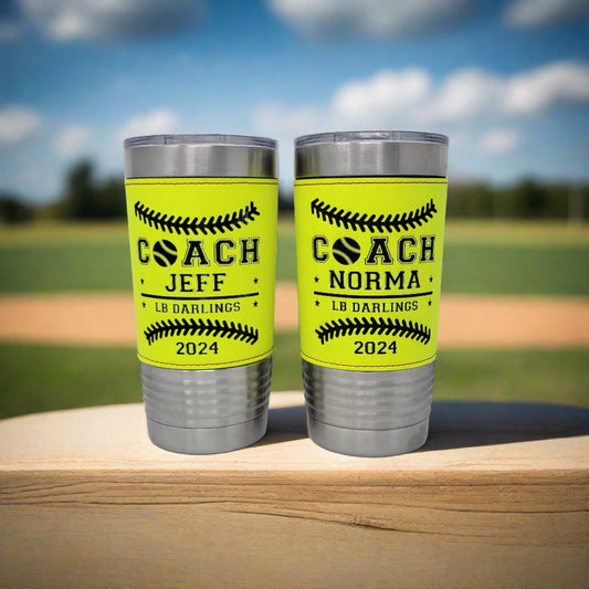 Personalized Softball Leatherette Tumbler