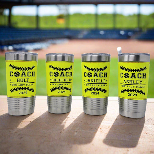 Personalized Softball Leatherette Tumbler