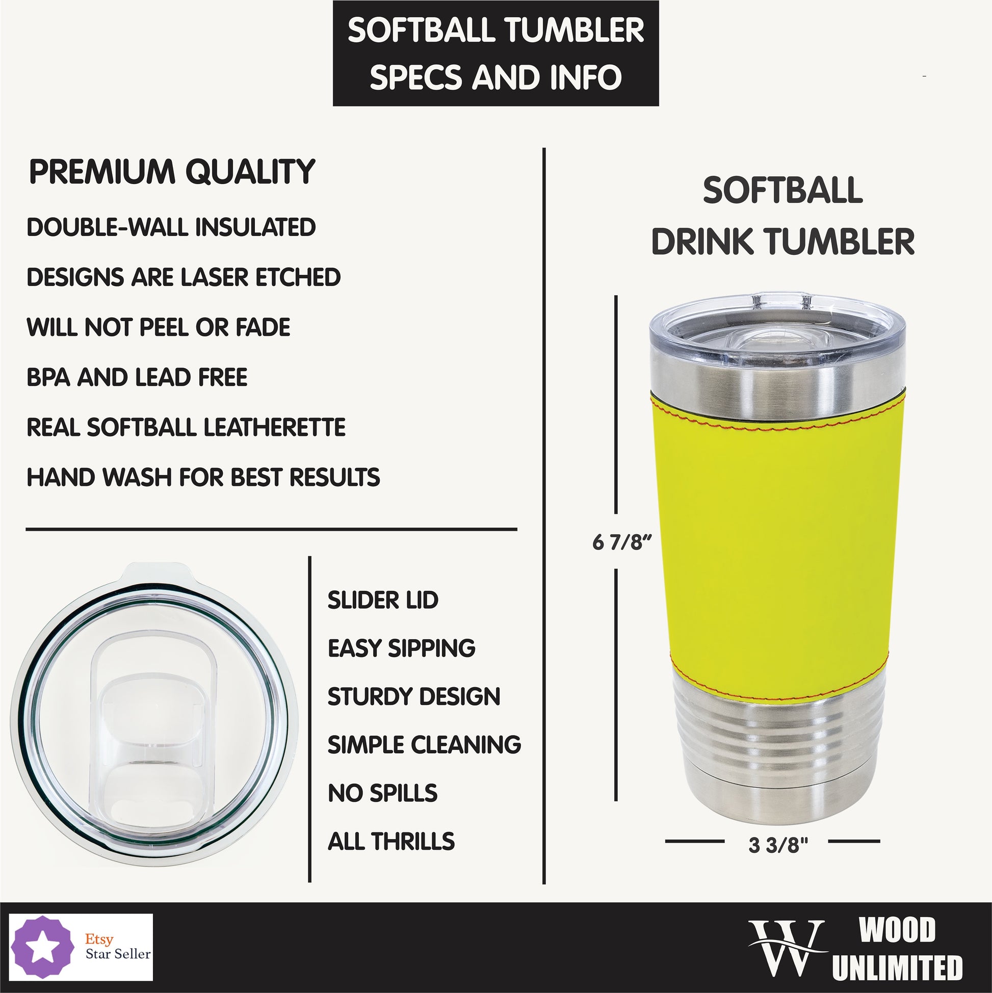 Personalized Softball Leatherette Tumbler