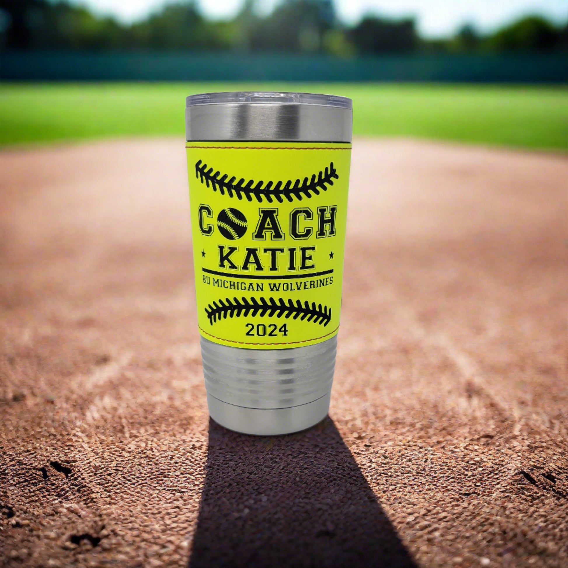 Personalized Softball Leatherette Tumbler