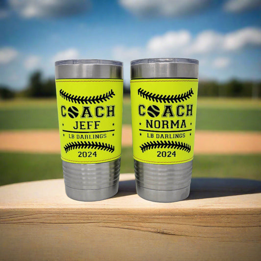 Personalized Softball Leatherette Tumbler