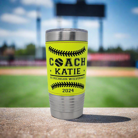 Personalized Softball Leatherette Tumbler