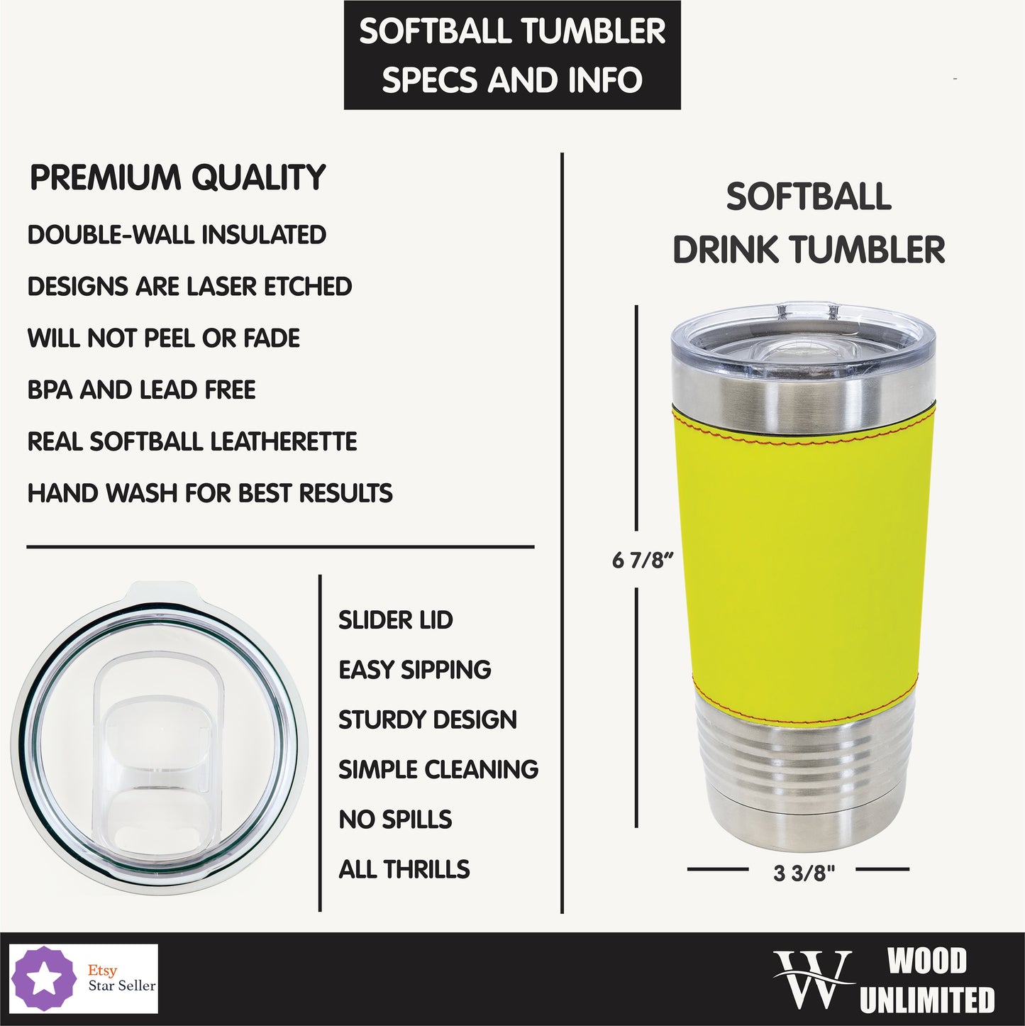 Personalized Softball Leatherette Tumbler