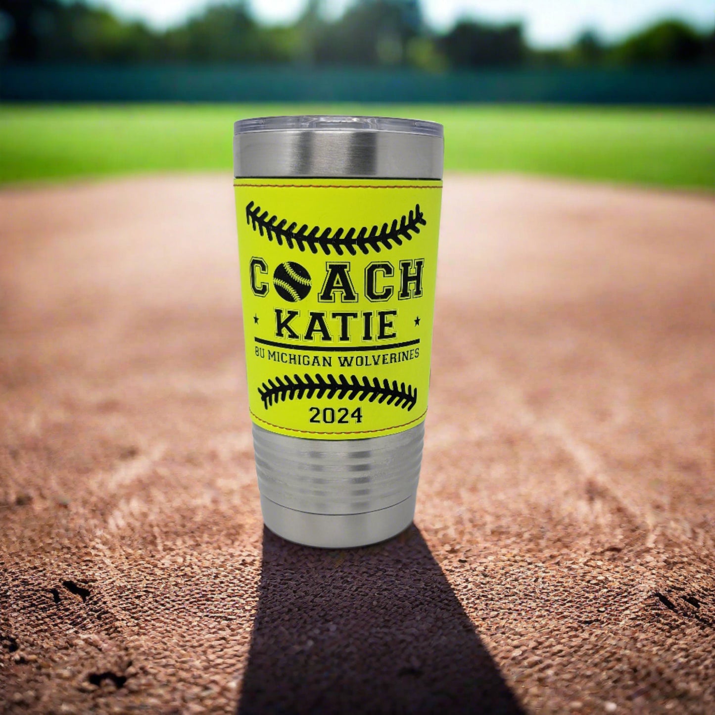 Personalized Softball Leatherette Tumbler