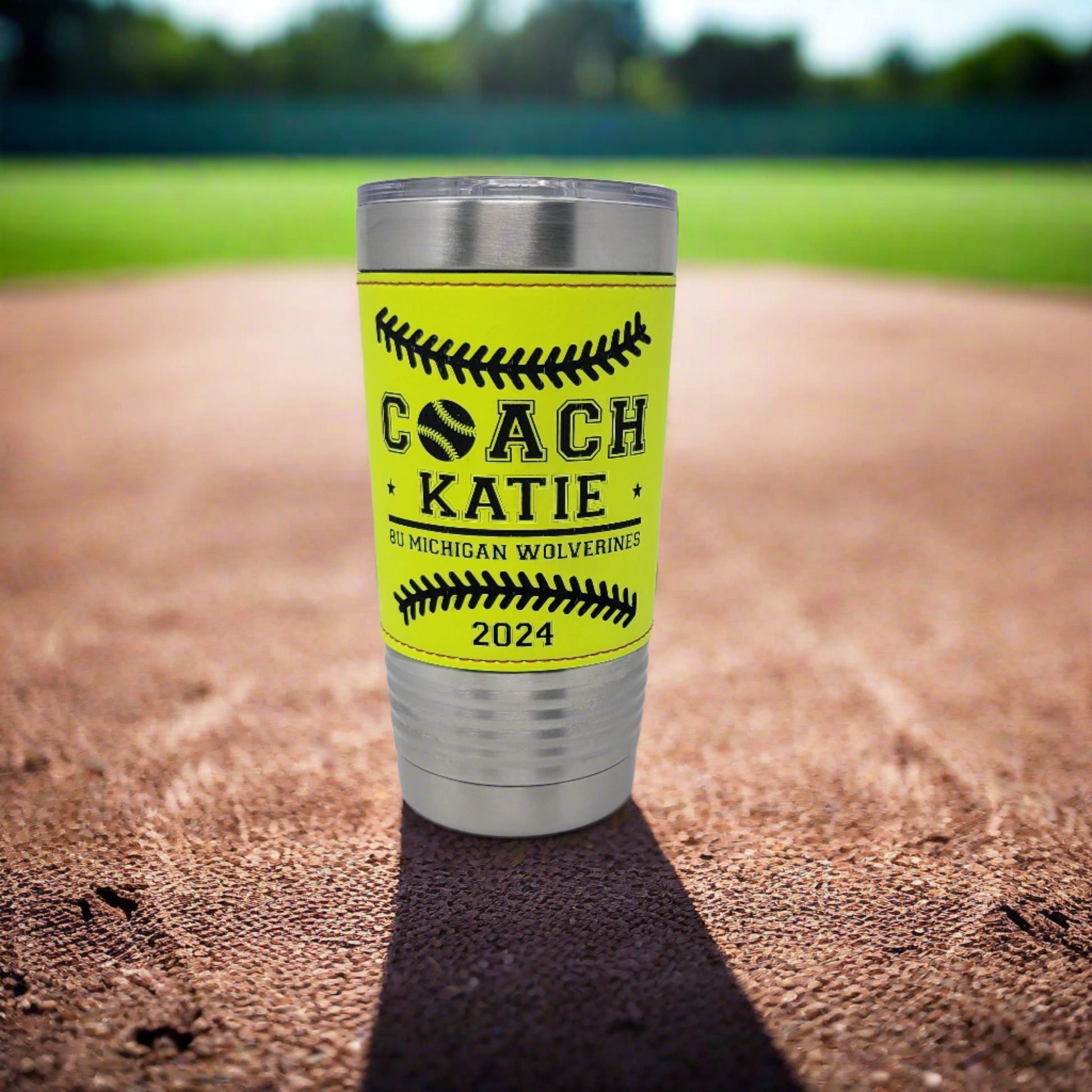 Personalized Softball Leatherette Tumbler
