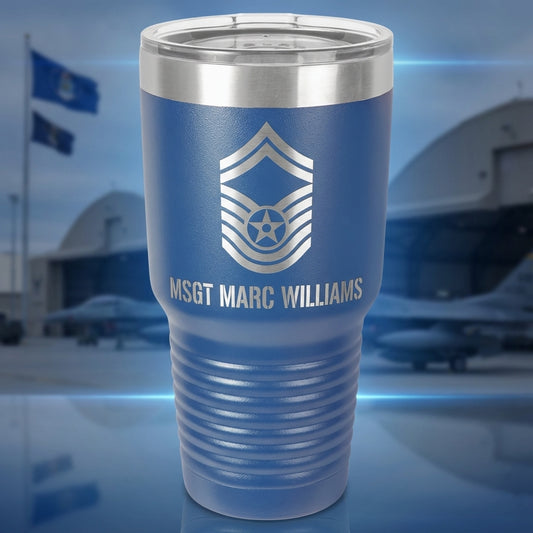 Personalized Air Force Master Sergeant Gift Tumbler - Military Retirement Promotion - Laser Engraved Custom Name 30oz