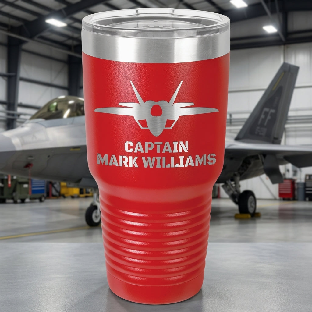 F-35 Lightning II Pilot Custom Laser Engraved 30oz Tumbler – Personalized Military Aviation Gift