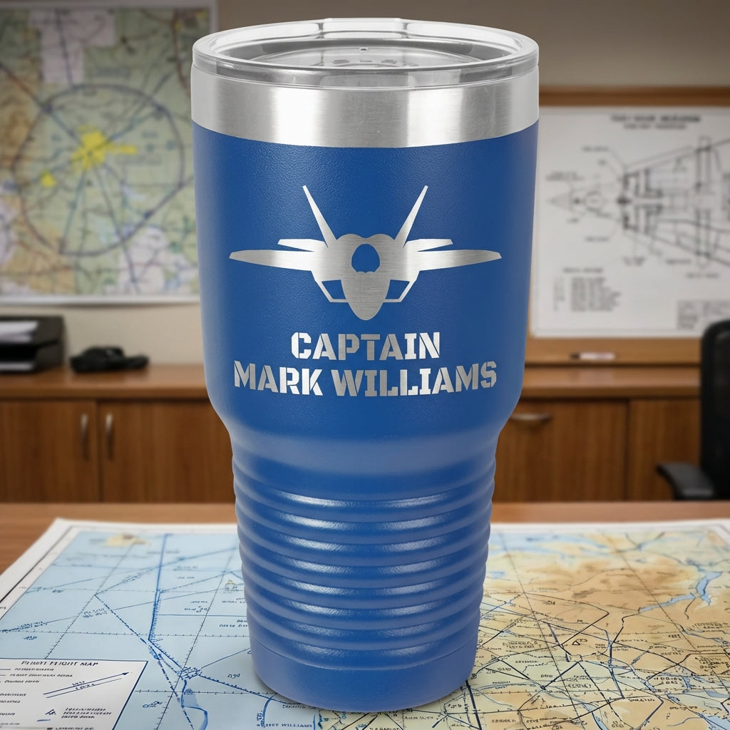 F-35 Lightning II Pilot Custom Laser Engraved 30oz Tumbler – Personalized Military Aviation Gift
