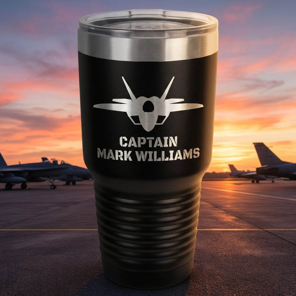 F-35 Lightning II Pilot Custom Laser Engraved 30oz Tumbler – Personalized Military Aviation Gift