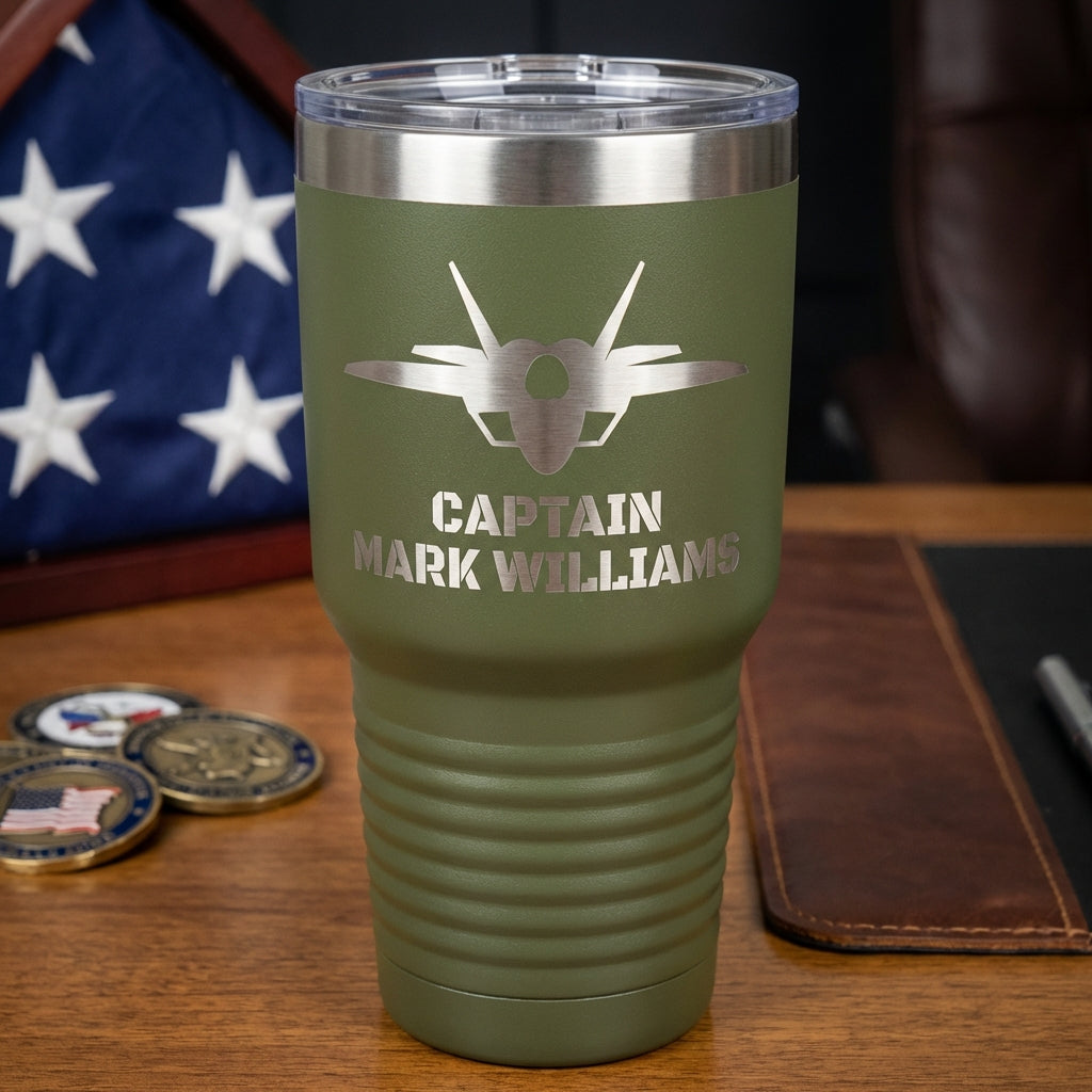 F-35 Lightning II Pilot Custom Laser Engraved 30oz Tumbler – Personalized Military Aviation Gift