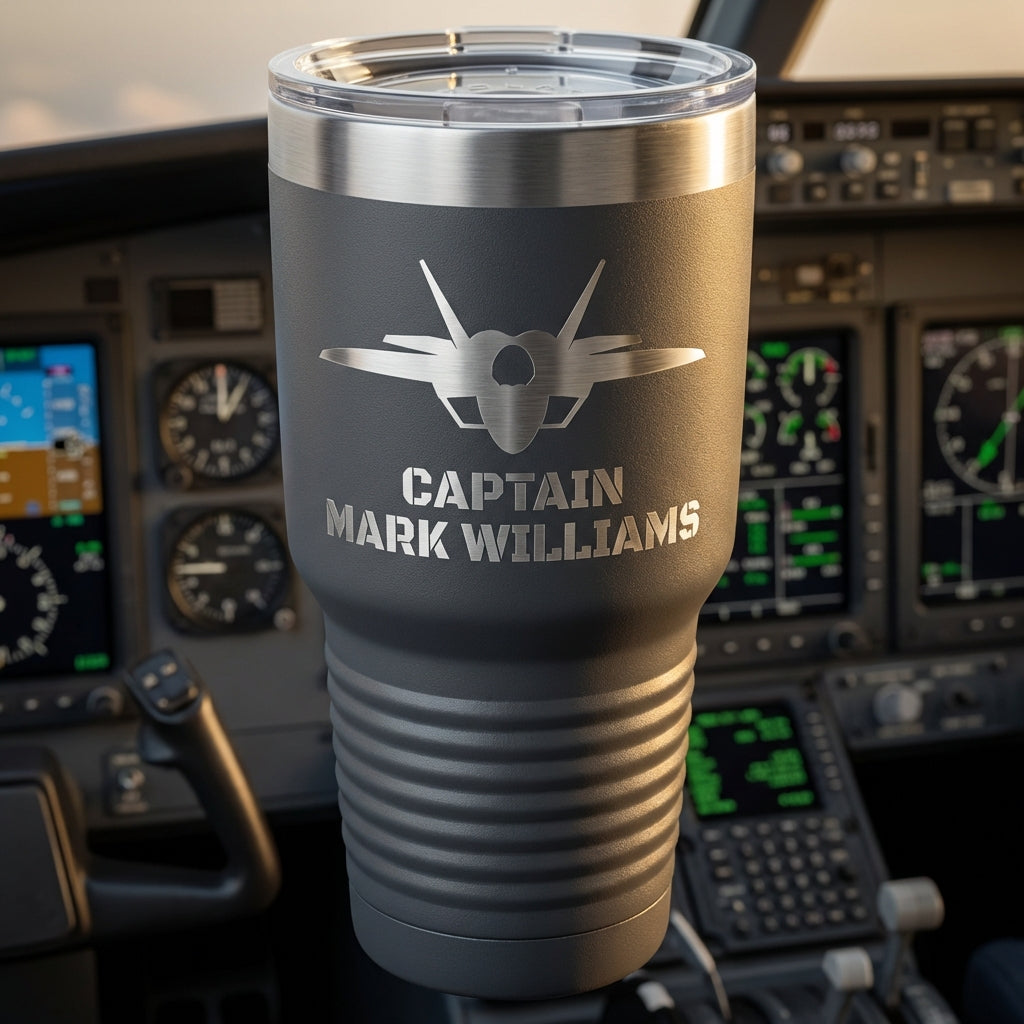F-35 Lightning II Pilot Custom Laser Engraved 30oz Tumbler – Personalized Military Aviation Gift