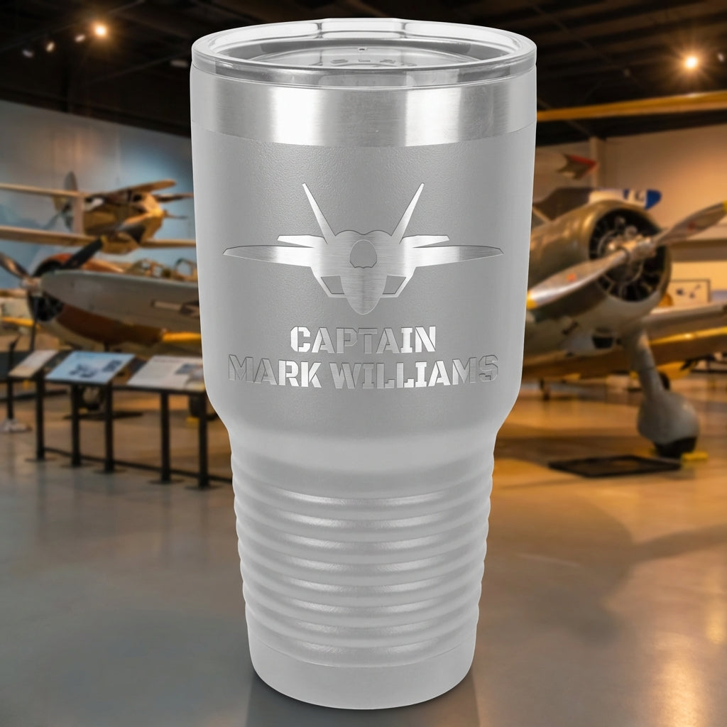 F-35 Lightning II Pilot Custom Laser Engraved 30oz Tumbler – Personalized Military Aviation Gift